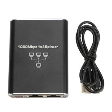 Imagem de Gigabit Ethernet Splitter 1 a 3 RJ45 LAN Splitter de alta velocidade Splitter de rede de 1000 Mbps com cabo USB para o escritório do escritório em casa