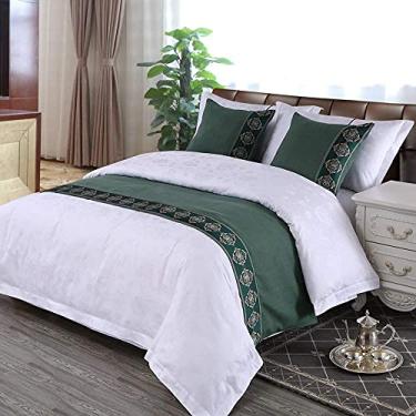 Imagem de Lenço de corredor de cama de hotel protetor de cama macio decoração de linho de cama capa de almofada de extremidade de cama à prova de poeira para cama solteiro queen king size - verde||Apenas 2