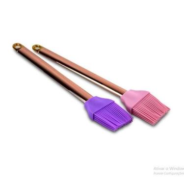 Imagem de Pincel De Cozinha Silicone Rosé Gold Untar Confeitar Brinde - Isamar