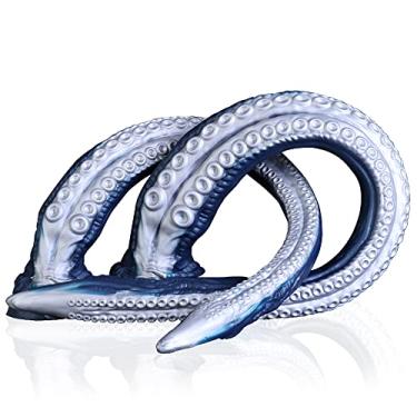 Imagem de Nothosaur Plugue Anal Butt Dildo Profundidade Abyss II, Estimulador de Fantasia de Silicone com Ventosa, Brinquedo sexual Adulto para Brincadeiras Vaginais Anal, Tentáculo Super Longo Azul Mar Profundo Tamanho M