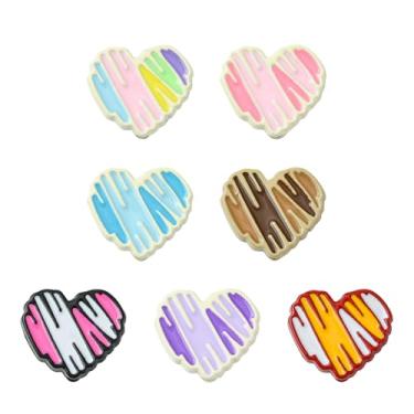 Imagem de UR URLIFEHALL 14 peças, 7 cores, contas de coração esmaltadas fofas em forma de coração para pulseira faça você mesmo, colar, brincos, fabricação de joias