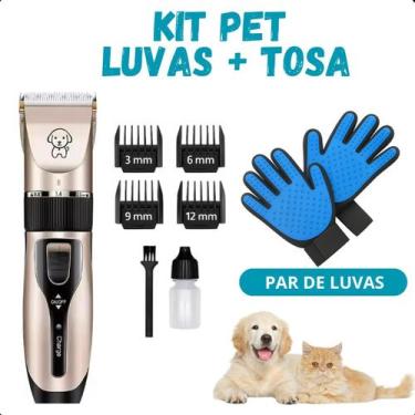 Imagem de KIT Máquininha de tosa + de Luvas Tira Pêlos ideal a bichinhos - FAZA