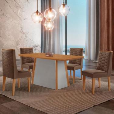 Imagem de Mesa de Jantar Diane 120cm Tampo MDF Laminado com 4 Cadeiras Safira Mo