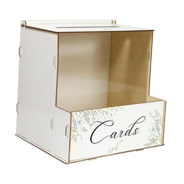 Imagem de IEUDNS Caixa de madeira para cartões de casamento com compartimento para cartões de presente, envelope, cofrinho para cerimônia, chá de panela, decoração de