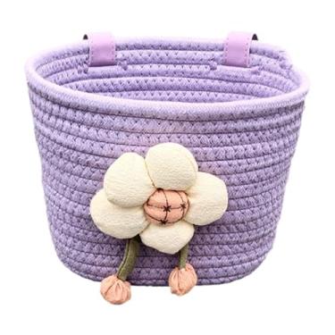 Imagem de MotiveTech Cesto de Bicicleta Infantil Frontal com Corda Macia E Ajuste para Guidões de 0,8-2" para Meninas, Montagem Simples E Leve, Roxo