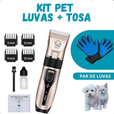 Imagem de KIT Máquina de tosa PET com alicate + Par de Luvas Tira Pêlos funciona