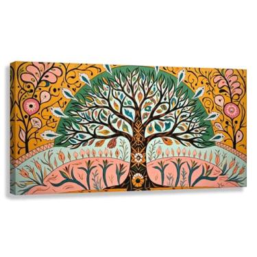 Imagem de Árvore da Vida Arte de parede Impressão em tela Natureza Harmonia Decoração de sala de estar Tons quentes 40x20cmx1