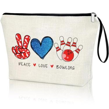Imagem de BOWLING Bolsa de maquiagem para amantes de boliche, presente para mãe, jogadora, treinadora, equipe, bolsa de cosméticos, presente esportivo para mulheres, para meninas adolescentes, presente para