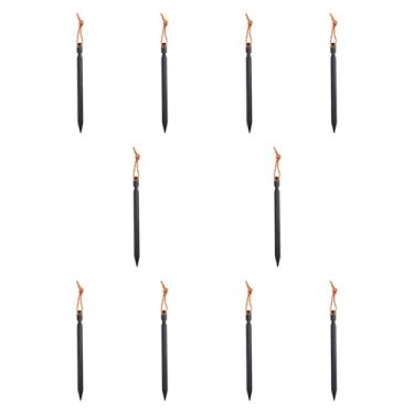 Imagem de menolana 10 peças de estacas de tenda com corda de tração de alta visibilidade, estacas de alumínio resistentes para cobertura de solo, âncoras de solo para, Preto