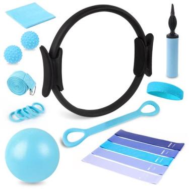 Imagem de Kit de anéis de Pilates genérico para mulheres com bola e 5 faixas de 