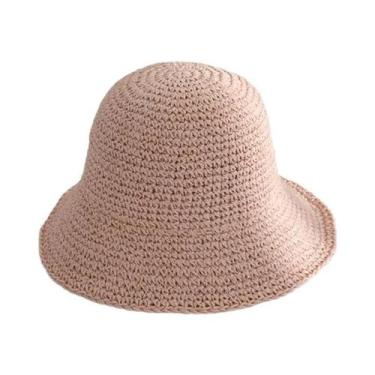 Imagem de Chapéu De Palha Feminino Para Praia, Verão, Aba Larga, Estilo Pescador