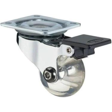 Imagem de Rodizio Giratório Cromado Com Freio Para Móveis Roda Gel - Movifacil