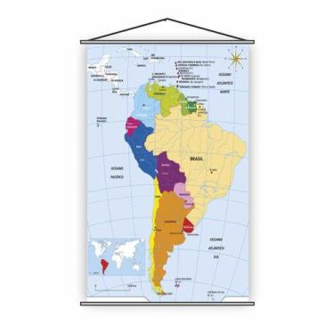 Imagem de Banner Pedagógico Escolar Mapa América Do Sul 120X65Cm - Plimshop