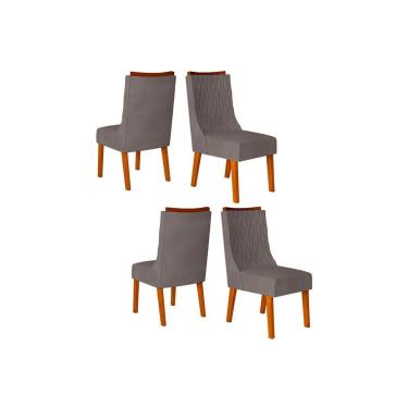 Imagem de Kit 4 Cadeiras Sala Jantar Jade 4 Un Freijó/Suede Lunar - DJ Móveis