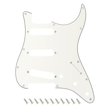 Imagem de Banworks 3 Ply Strat SSS Pickguard Placa de arranhão para guitarra elétrica de 11 furos para para-lama EUA/Mexicano estilo moderno Stratocaster ST JT/HB-01 Vintage Branco