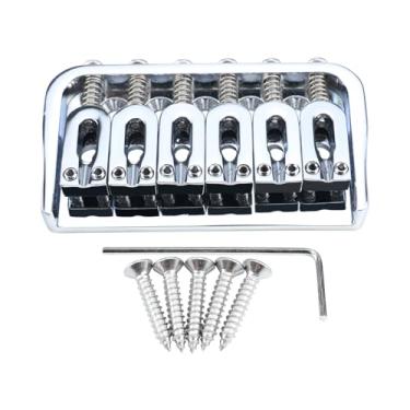 Imagem de OVSAL Ponte fixa para guitarra de 6 cordas 10,5 mm placa de base de sela de liga de zinco para guitarra elétrica ponte rígida compatível com Telecaster Tele Strat Style peças de reposição para