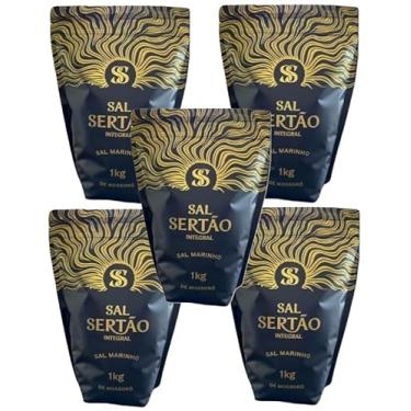 Imagem de Kit com 5 x Sal Marinho Integral de Mossoró 1 Kg Sal Sertão Premium Zip Lock com Laudo