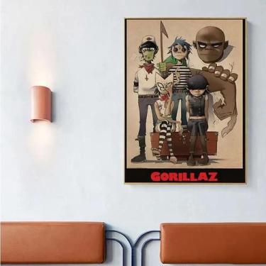 Imagem de Adesivo De Pôster De Papel Kraft Vintage Gorillaz Hip Hop, Decoração D
