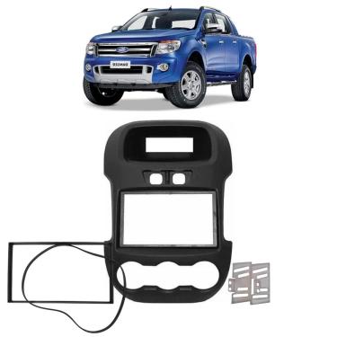 Imagem de Moldura Painel Central 2 Din Ranger XL XLS 2013 à 2015 sem Botões Som Mp5 Dvd Preta