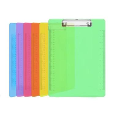 Imagem de Pranchetas de plástico PANDRI, pacote com 6, cores transparentes, 32x2