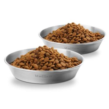 Imagem de Taças de comida para gatos Wellbro em aço inoxidável 400 mL, 2 unidade