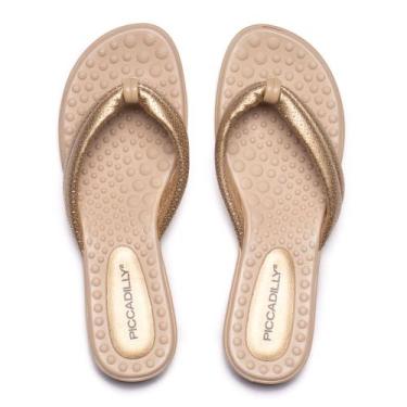 Imagem de Chinelo Feminino Piccadilly Anabela Metalizado Dourado, Dourado, 37