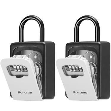 Imagem de Puroma SAFELock Box, grande caixa de bloqueio de chave redefinível, cofre de código de combinação, cofre de segurança portátil de montagem na parede para maçanetas de porta de escritório em casa ao ar