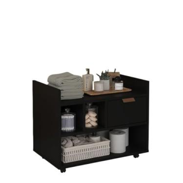Imagem de Armário Banheiro com Rodinhas e Organizador (Preto)