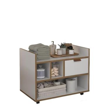 Imagem de Armário Banheiro com Rodinhas e Organizador (Branco com Freijo)