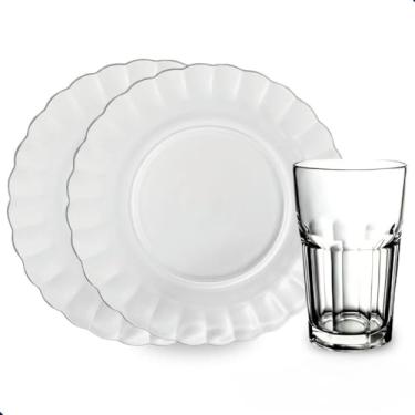 Imagem de Jogo de Jantar com Pratos Fundos e Copos, Aparelho de Jantar em Vidro 12 Peças - Conjunto de Pratos de Jantar, Jogos de Louças e Aparelhos de Jantar(Sydney)