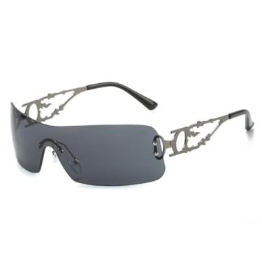 Imagem de Óculos de sol femininos da moda, sem armação, vintage, estilo urbano, metal oco (C1)