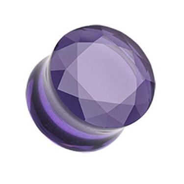 Imagem de Covet Jewelry Plugue alargador de orelha com pedra preciosa de vidro Pyrex facetado