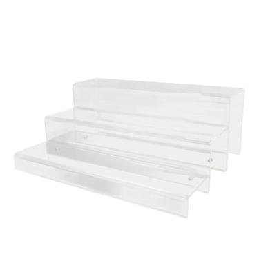 Imagem de Luqeeg Prateleira de Exposição de Garrafas de Bebidas de 3 Degraus, Expositor de Acrílico Transparente Suporte de Balcão para Armazenamento de Cafeteria