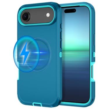 Imagem de I-HONVA Capa para iPhone Air [compatível com MagSafe] à prova de choque com 3 camadas de proteção total [sem protetor de tela] Capa resistente para Apple iPhone Air de 6,5 polegadas 2025, turquesa