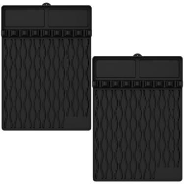 Imagem de KHZSPP 2 peças de silicone para grelhar, tapete de espátula de silicone dobrável, resistente ao calor, para churrasqueira, suporte de utensílios, antiderrapante, prateleira lateral, para churrasqueira