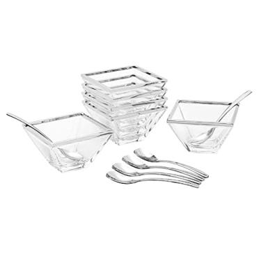 Imagem de Conjunto para Sobremesa Torcello - 6 Taças e 6 Colheres - em Aço Inox - Transparente - Wolff