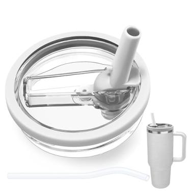 Imagem de Tampa de canudo flip de 1,134 g compatível com Stanley Cup, tampa de substituição à prova de vazamento sem BPA adequada para copo de viagem Stanley Quencher de 1,134 g, à prova de derramamento, 1