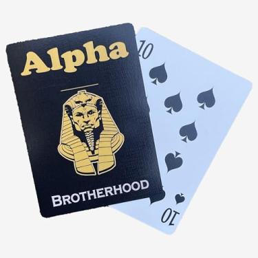 Imagem de Fraternity Gift – Black and Gold Game Cards Keepsake for Brothers, Crossing Gifts, Founders Day, Greek Life, Initiation, Graduation, Decorations (Alpha-Brotherhood)
