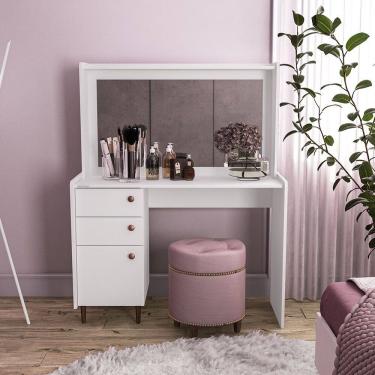 Imagem de Penteadeira Luisiana 2 Gavetas 1 Porta Branco Politorno Móveis