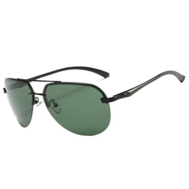 Imagem de Óculos de sol com proteção UV400 para homens e mulheres | Dobradiças de metal e alumínio, cor doce | Para dirigir e praticar esportes ao ar livre, preto e verde escuro