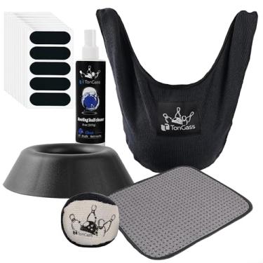 Imagem de TonGass Kit de acessórios básicos de boliche, conjunto de toalhas de gangorra de bola de boliche, kit de spray de limpeza de boliche, kits de bolas de aderência ultra seca de microfibra, fita de