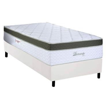 Imagem de Cama Box Solteiro: Colchão Molas MasterPocket Ensacadas Paropas Diamante Extra White + Base CRC Corano White (88x188)