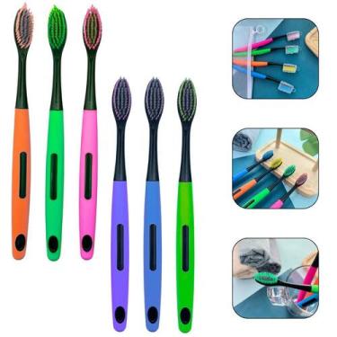 Imagem de Kit Escova De Dentes Cerdas Macias 6 Unidades Para Adulto Com Capa Pro