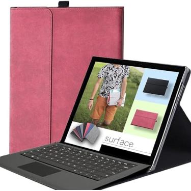 Imagem de Capa para Surface Pro 11/10/9 de 13 polegadas, capa protetora fina de vários ângulos para tablet com suporte de caneta magnética hibernar/despertar automática, compatível com teclado tipo capa, vinho