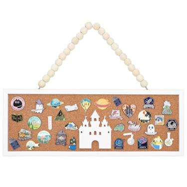 Imagem de BENECREAT Placa retangular para castelo, quadro de cortiça, quadro de exibição de avisos de 38 x 12 cm, quadro de cortiça montado na parede para exibição de broches, coleção de pinos, escritório, casa