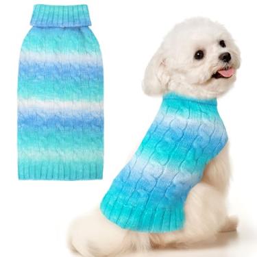 Imagem de AXIIJGL Suéteres para cães pequenos fofos cinza gradiente filhotes gatos suéteres macios e quentes de tricô gola rolê suéter para cães pequenos roupas chihuahua yorkie maltês dachshund roupas para