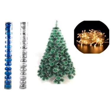 Imagem de Arvore De Natal Pinheiro Nevada 1,2 Metros 90 Galho Enfeites - lojas v