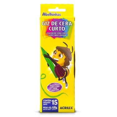 Imagem de Giz de cera curto 15 cores 09215 Acrilex