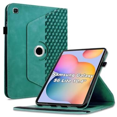 Imagem de Varohix Capa para Samsung Galaxy Tab S6 Lite 10.4 2024 2022 2020 (SM-P620/P625/P613/P619/P615/P610), capa protetora de couro PU com rotação de 360 graus com suporte para cartão e alça de ombro, azul