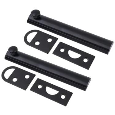 Imagem de Oedema 2 peças de parafuso de superfície de latão sólido de 10 cm Fechadura de porta de ferragem pesada para armário de janelas, quintal, cerca de madeira, preto